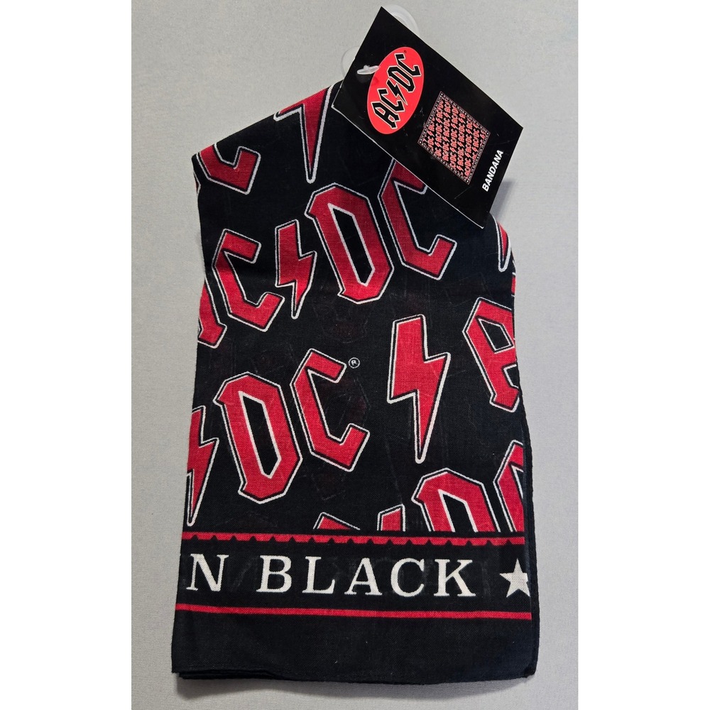 AC/DC Back in Black Bandana 2019 Logo Rock Music BioWorld Graphic Cotton NWT